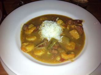 CREOLE GUMBO Shrimp, andouille sausage, crawfish, bacon, beef, ham, chicken, tomato, green peppers